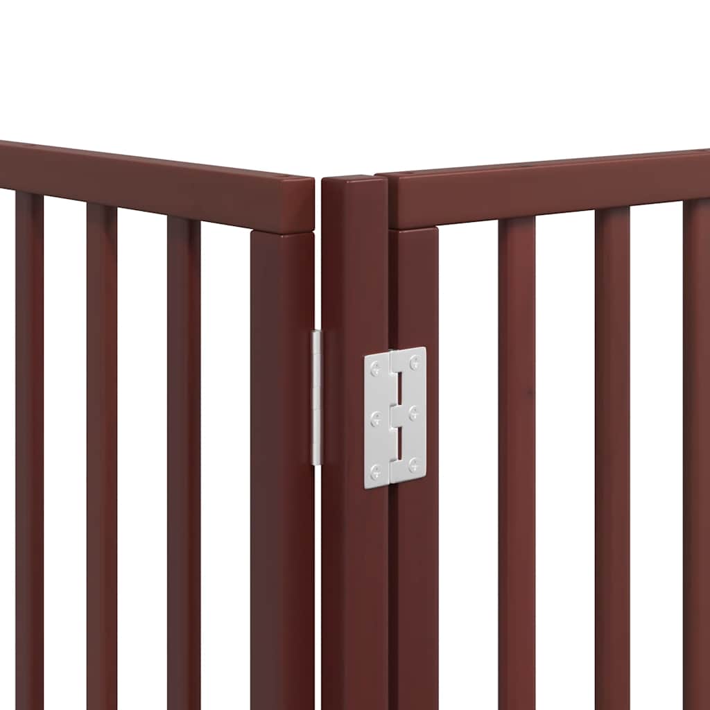 Dog Gate with Door Foldable 12 Panels Brown 600 cm Poplar Wood