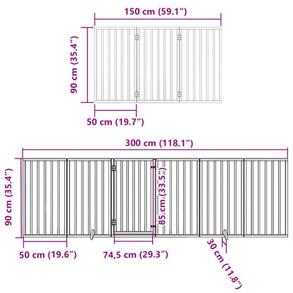 Dog Gate with Door Foldable 12 Panels Brown 600 cm Poplar Wood