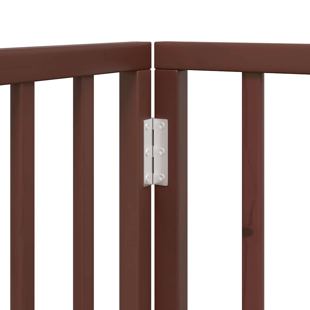 Dog Gate with Door Foldable 15 Panels Brown 750 cm Poplar Wood