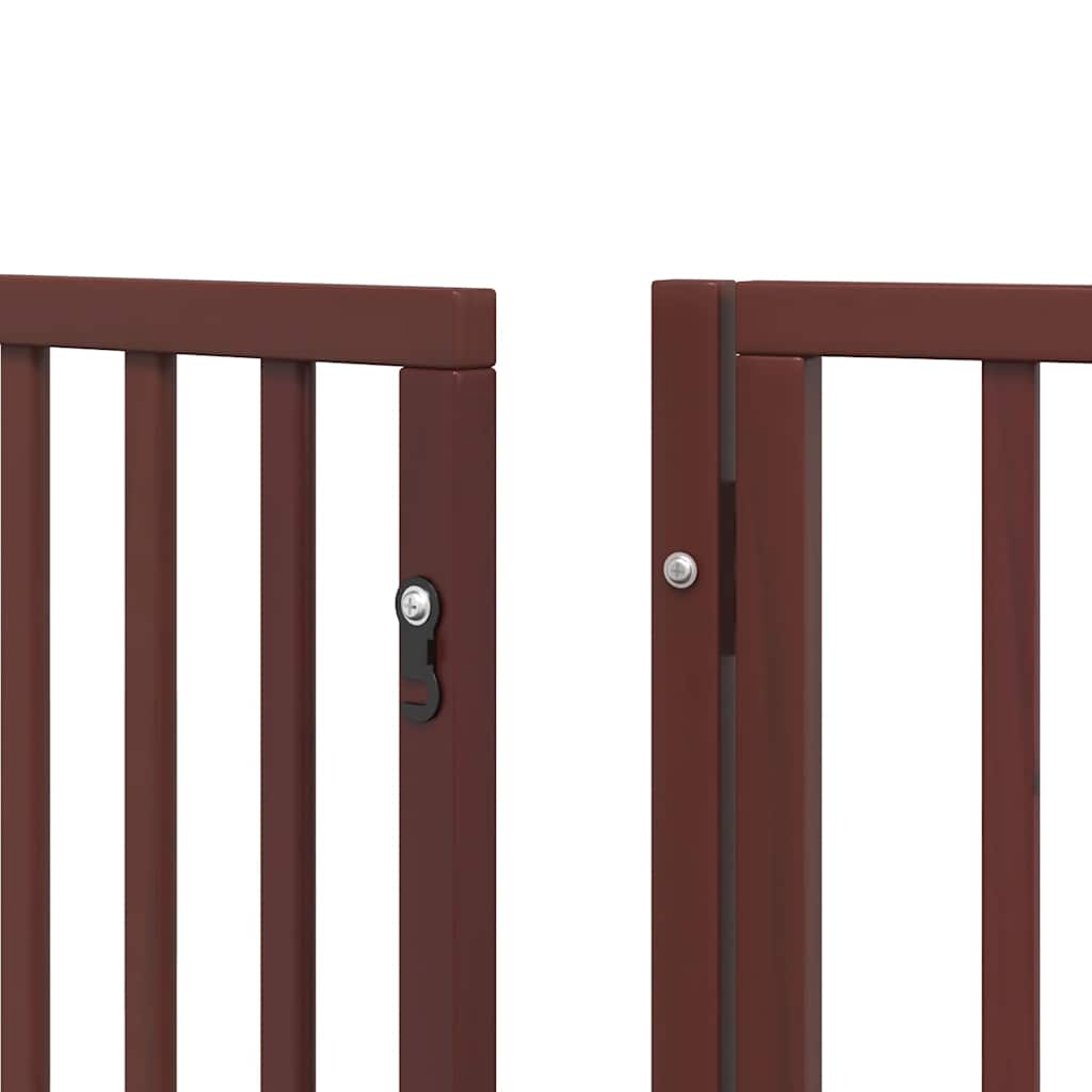 Dog Gate with Door Foldable 15 Panels Brown 750 cm Poplar Wood