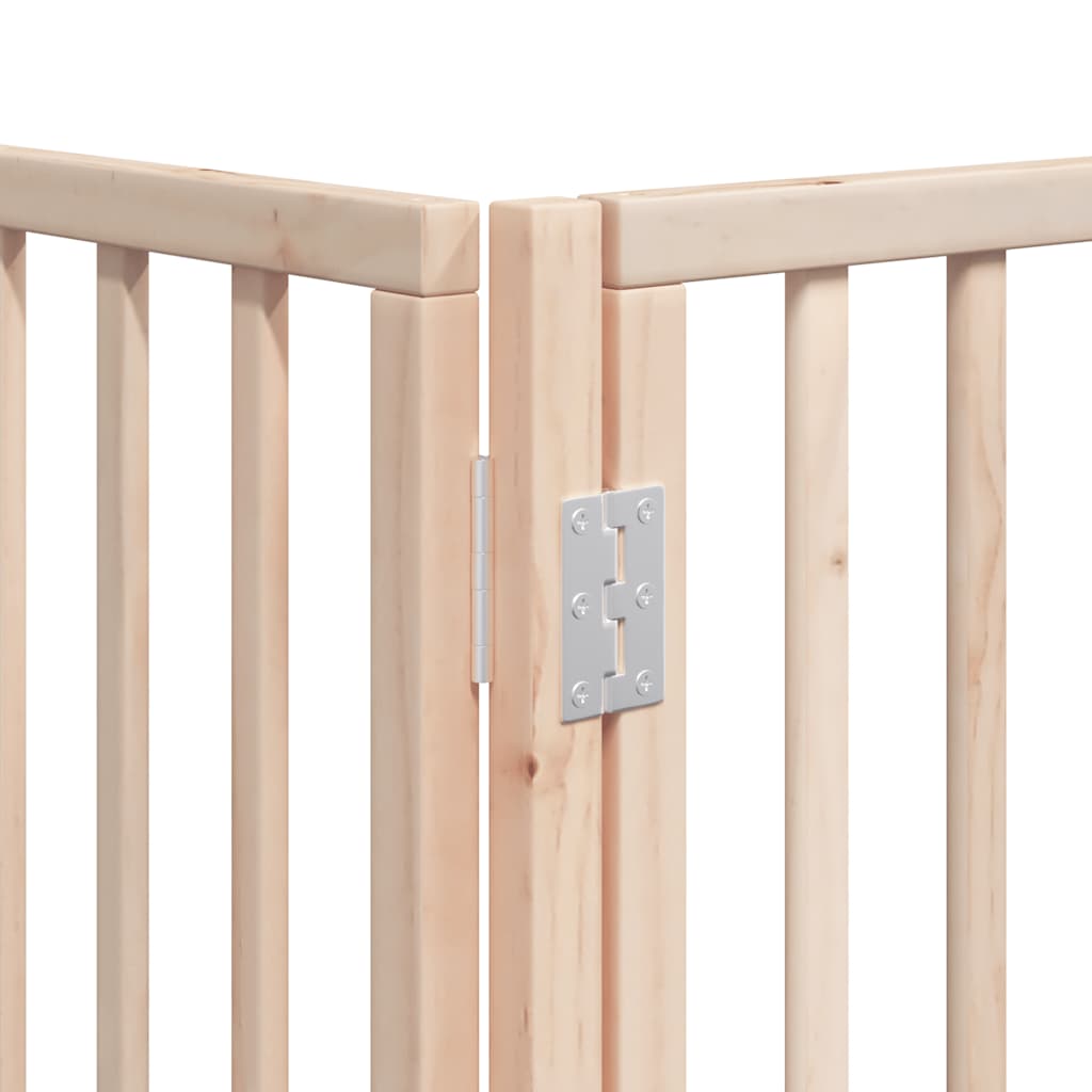Dog Gate with Door Foldable 8 Panels 640 cm Poplar Wood