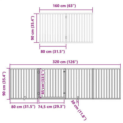 Dog Gate with Door Foldable 8 Panels 640 cm Poplar Wood