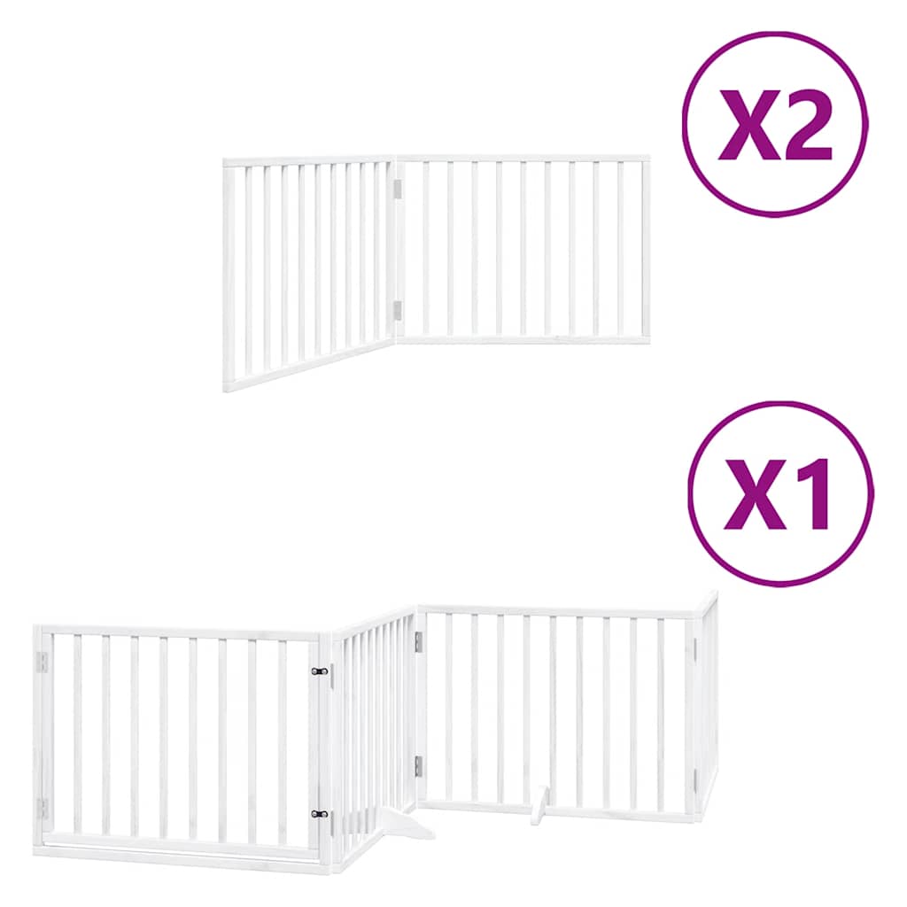 Dog Gate with Door Foldable 8 Panels White 640 cm Poplar Wood