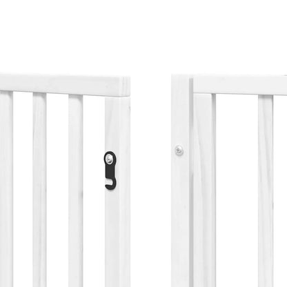 Dog Gate with Door Foldable 12 Panels White 960 cm Poplar Wood