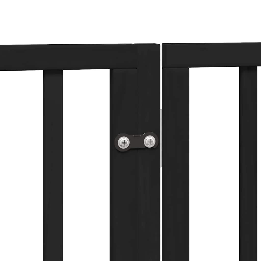 Dog Gate with Door Foldable 12 Panels Black 960 cm Poplar Wood