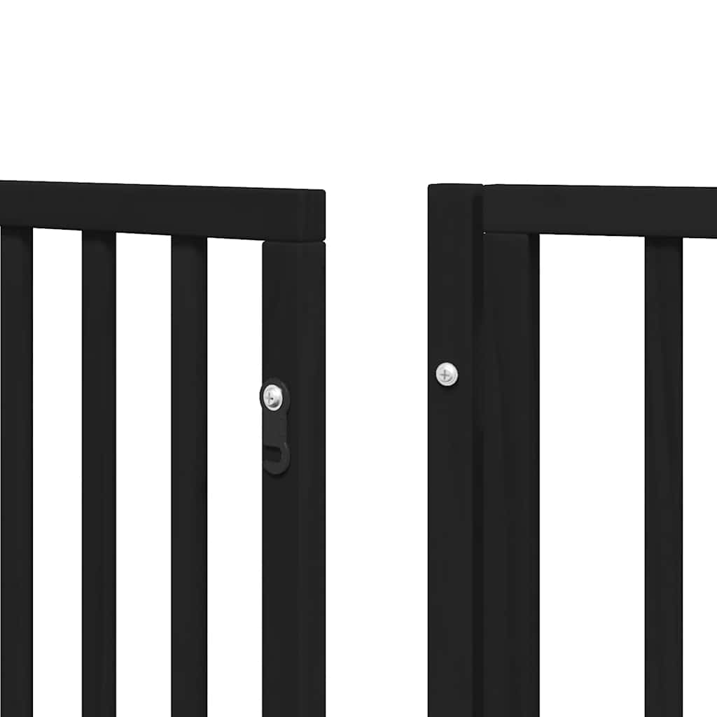 Dog Gate with Door Foldable 12 Panels Black 960 cm Poplar Wood