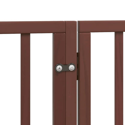 Dog Gate with Door Foldable 6 Panels Brown 480 cm Poplar Wood