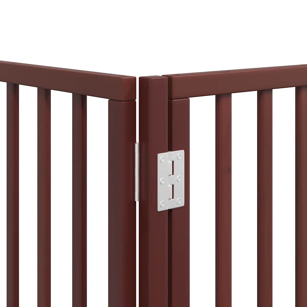 Dog Gate with Door Foldable 6 Panels Brown 480 cm Poplar Wood
