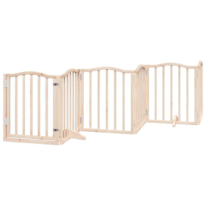 Dog Gate with Door Foldable 9 Panels 450 cm Poplar Wood