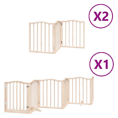 Dog Gate with Door Foldable 12 Panels 600 cm Poplar Wood