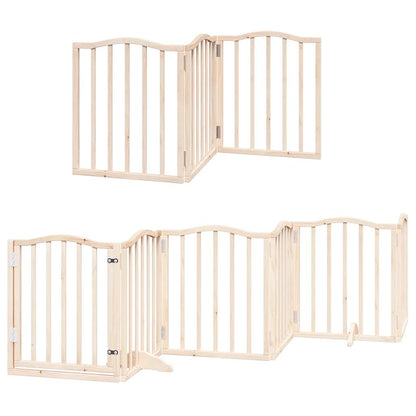 Dog Gate with Door Foldable 12 Panels 600 cm Poplar Wood