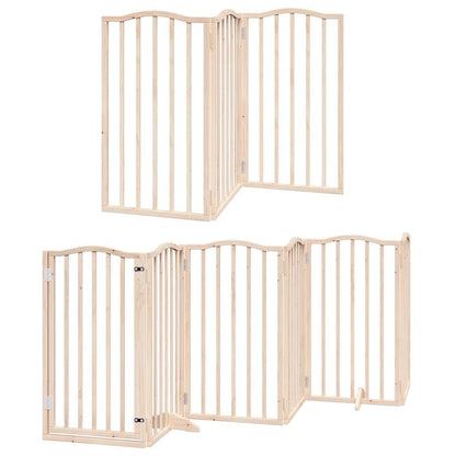 Dog Gate with Door Foldable 12 Panels 600 cm Poplar Wood