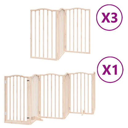 Dog Gate with Door Foldable 15 Panels 750 cm Poplar Wood