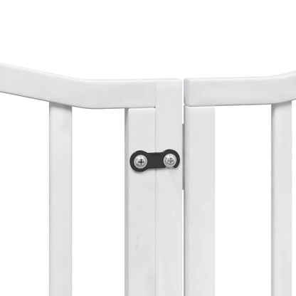 Dog Gate with Door Foldable 9 Panels White 450 cm Poplar Wood