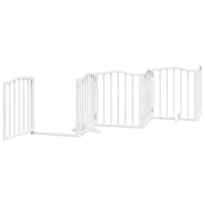 Dog Gate with Door Foldable 12 Panels White 600 cm Poplar Wood