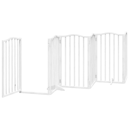 Dog Gate with Door Foldable 12 Panels White 600 cm Poplar Wood