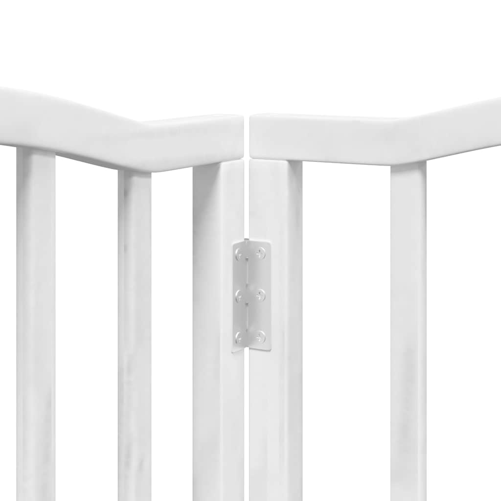 Dog Gate with Door Foldable 12 Panels White 600 cm Poplar Wood