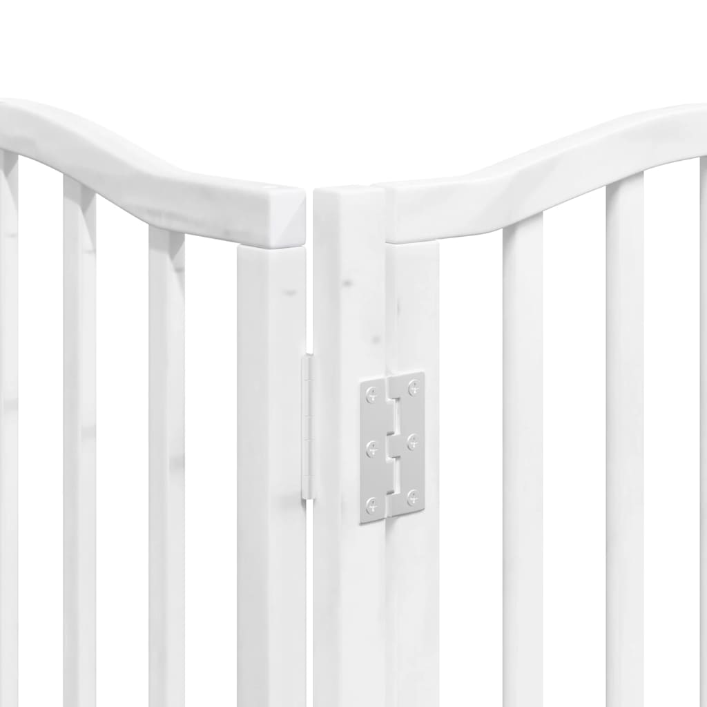 Dog Gate with Door Foldable 12 Panels White 600 cm Poplar Wood