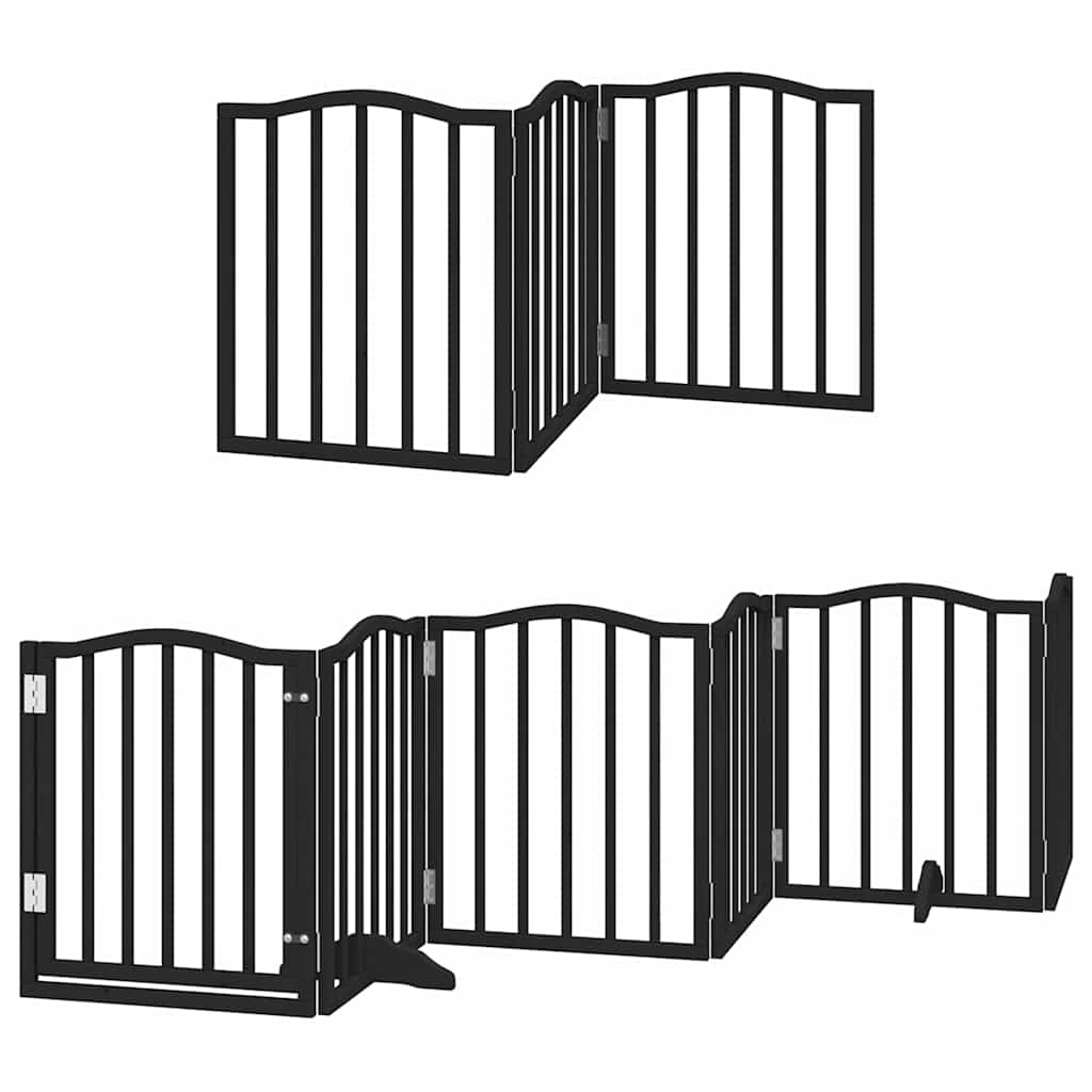 Dog Gate with Door Foldable 12 Panels Black 600 cm Poplar Wood
