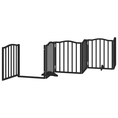 Dog Gate with Door Foldable 12 Panels Black 600 cm Poplar Wood