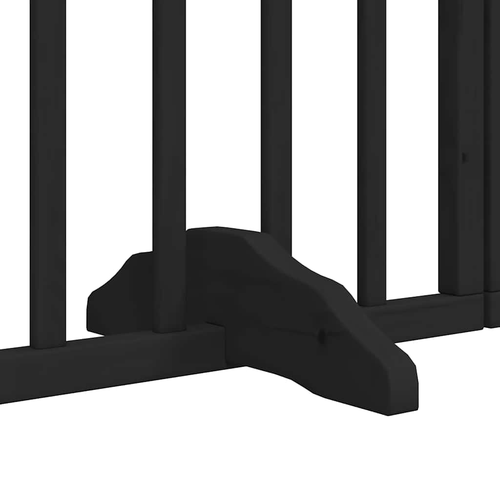 Dog Gate with Door Foldable 15 Panels Black 750 cm Poplar Wood
