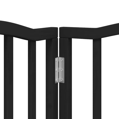 Dog Gate with Door Foldable 15 Panels Black 750 cm Poplar Wood