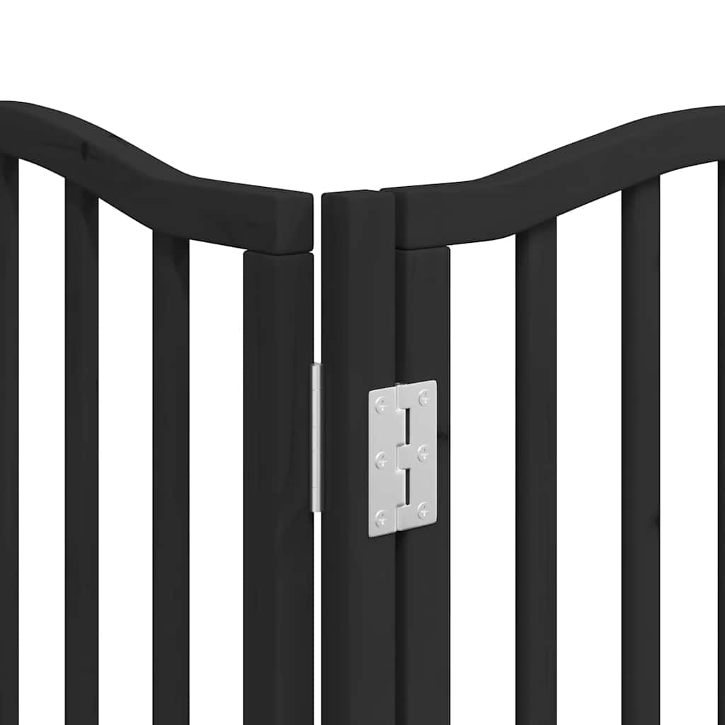 Dog Gate with Door Foldable 15 Panels Black 750 cm Poplar Wood