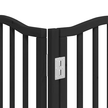 Dog Gate with Door Foldable 15 Panels Black 750 cm Poplar Wood