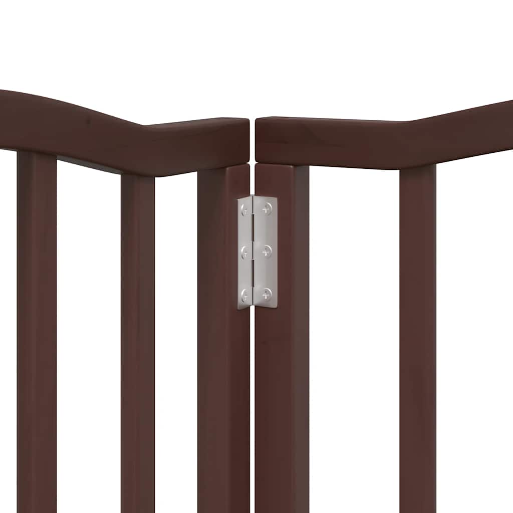 Dog Gate with Door Foldable 9 Panels Brown 450 cm Poplar Wood