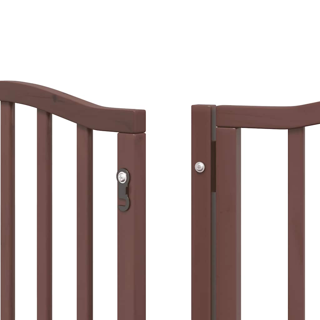 Dog Gate with Door Foldable 9 Panels Brown 450 cm Poplar Wood