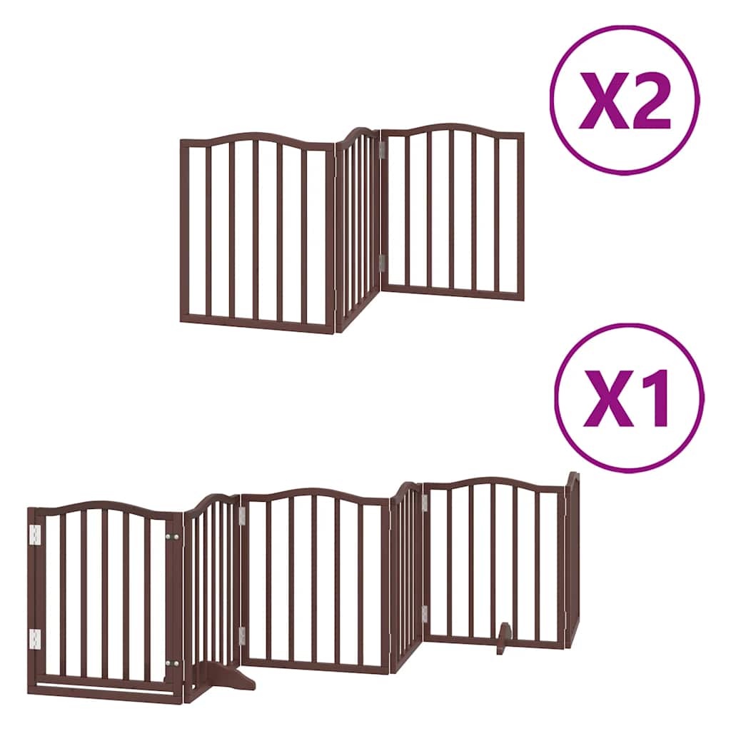 Dog Gate with Door Foldable 12 Panels Brown 600 cm Poplar Wood