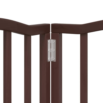 Dog Gate with Door Foldable 12 Panels Brown 600 cm Poplar Wood