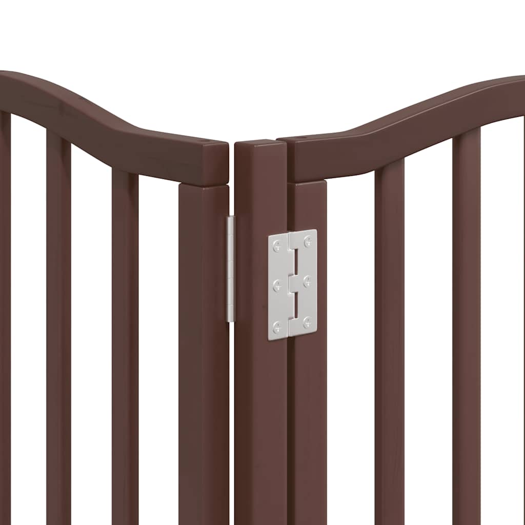 Dog Gate with Door Foldable 12 Panels Brown 600 cm Poplar Wood