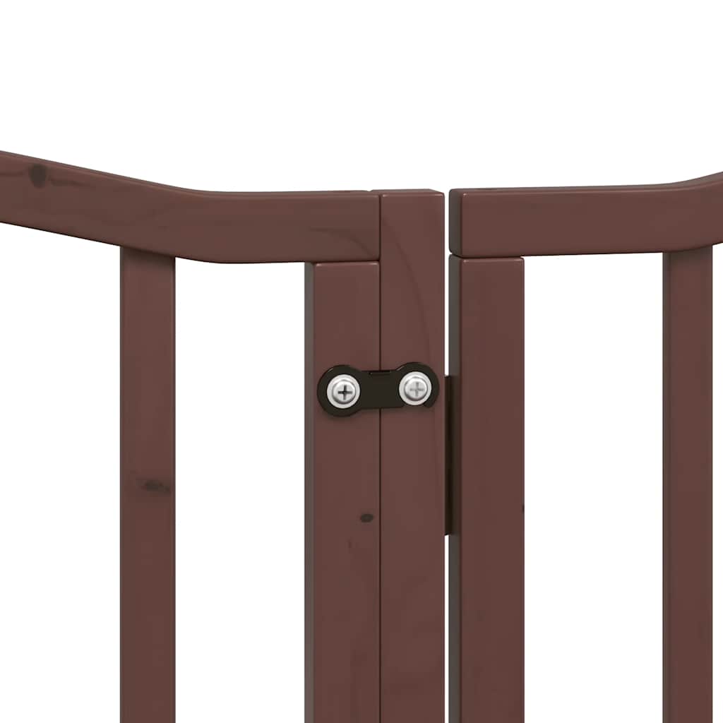 Dog Gate with Door Foldable 9 Panels Brown 450 cm Poplar Wood