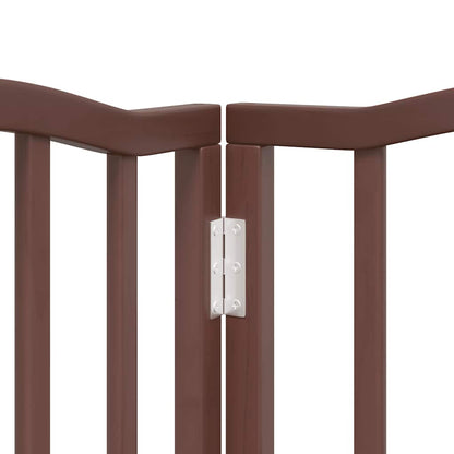 Dog Gate with Door Foldable 9 Panels Brown 450 cm Poplar Wood