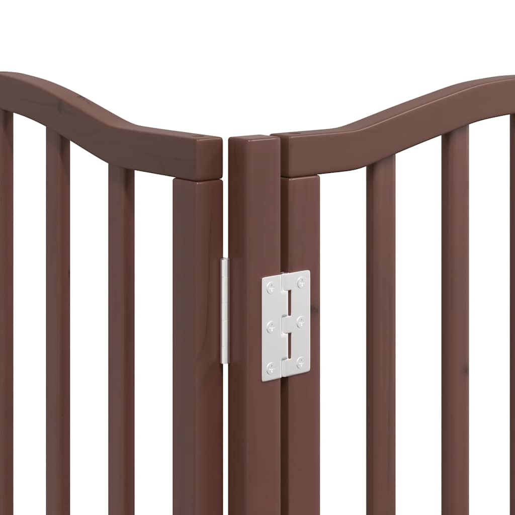 Dog Gate with Door Foldable 9 Panels Brown 450 cm Poplar Wood