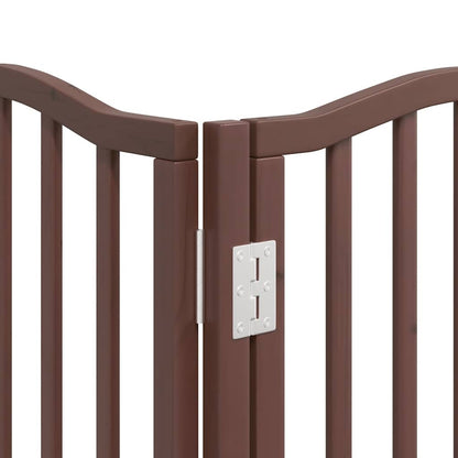Dog Gate with Door Foldable 9 Panels Brown 450 cm Poplar Wood