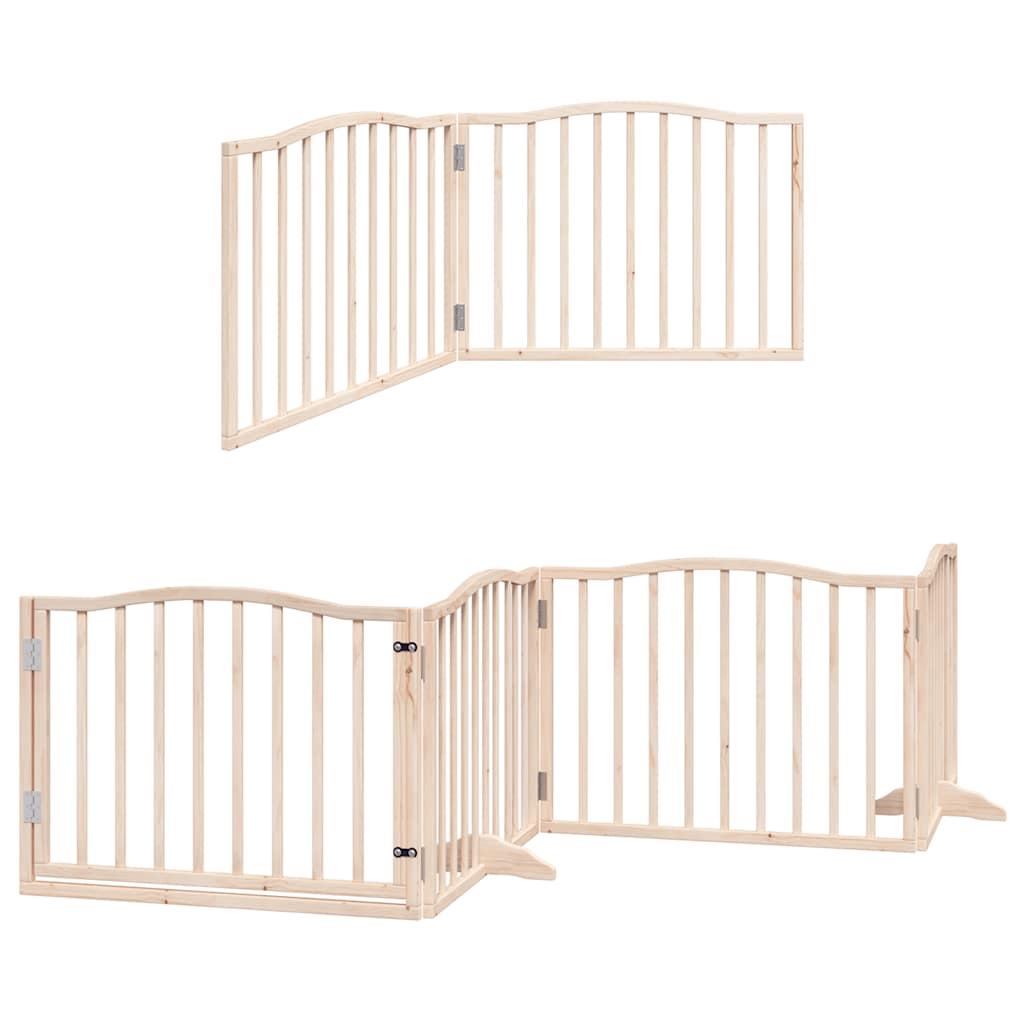Dog Gate with Door Foldable 12 Panels 960 cm Poplar Wood