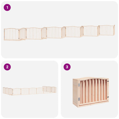 Dog Gate with Door Foldable 12 Panels 960 cm Poplar Wood