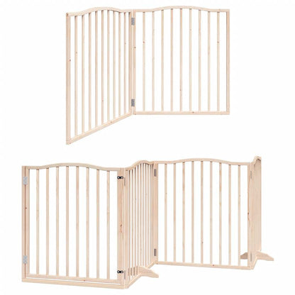 Dog Gate with Door Foldable 6 Panels 480 cm Poplar Wood