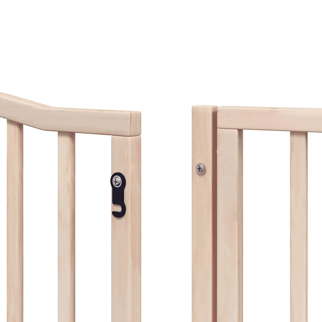 Dog Gate with Door Foldable 8 Panels 640 cm Poplar Wood