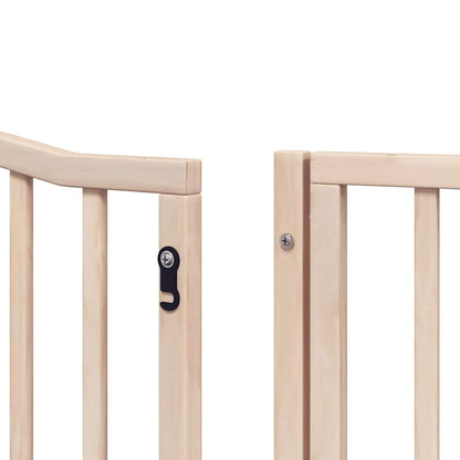 Dog Gate with Door Foldable 8 Panels 640 cm Poplar Wood
