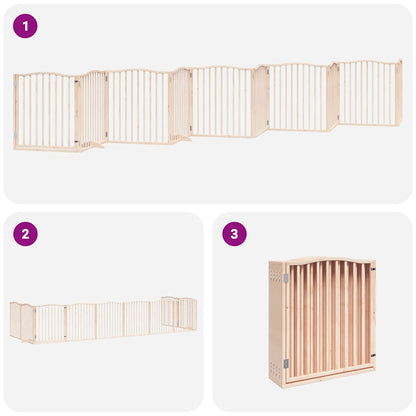 Dog Gate with Door Foldable 10 Panels 800 cm Poplar Wood
