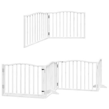 Dog Gate with Door Foldable 6 Panels White 480 cm Poplar Wood