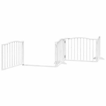 Dog Gate with Door Foldable 8 Panels White 640 cm Poplar Wood