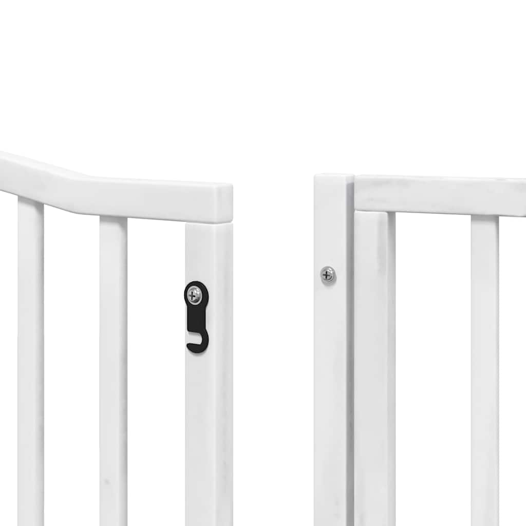 Dog Gate with Door Foldable 8 Panels White 640 cm Poplar Wood