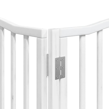Dog Gate with Door Foldable 8 Panels White 640 cm Poplar Wood