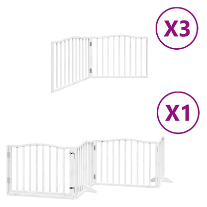 Dog Gate with Door Foldable 10 Panels White 800 cm Poplar Wood