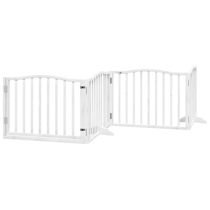 Dog Gate with Door Foldable 10 Panels White 800 cm Poplar Wood
