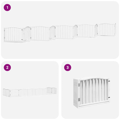 Dog Gate with Door Foldable 10 Panels White 800 cm Poplar Wood